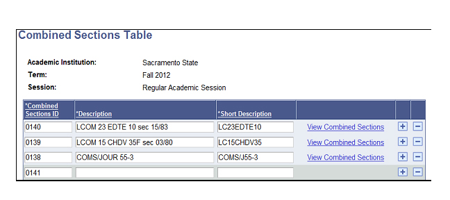 Figure 17:  Adding new Combined Sections ID