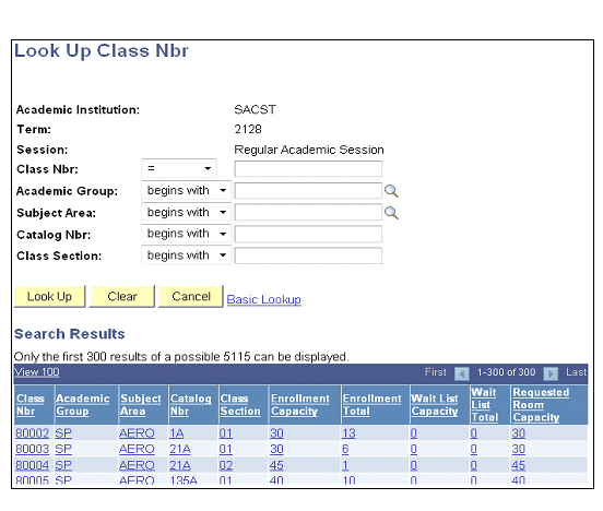 Figure 22: Look up Class Nbr