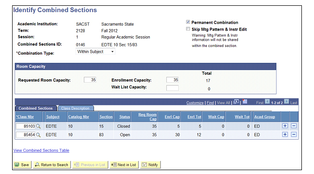 Figure 23:  Class sections identified.