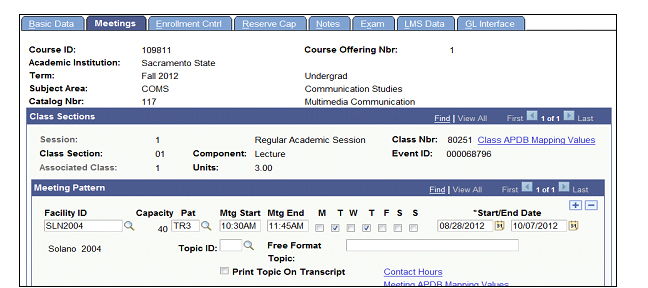 Figure 4:  Meetings tab.