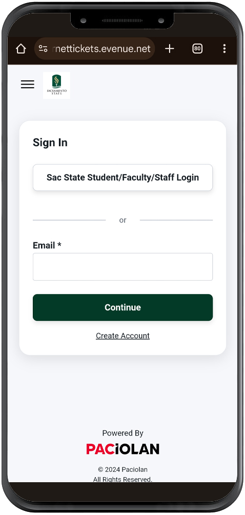 Students, faculty and staff should click the box to login with single-sign on credentials. All other guests may enter their email address.