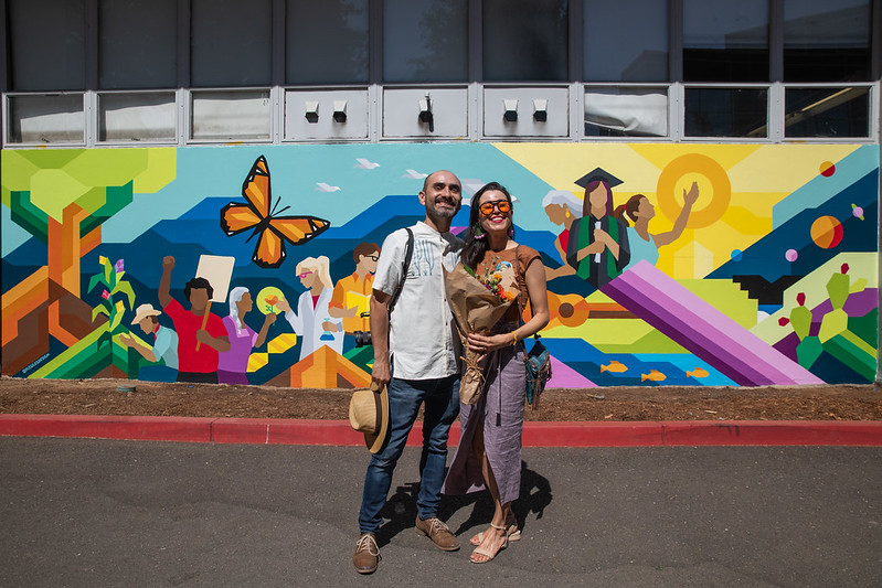 Antonio and Rosa Angelica Sarabia in front of their mural