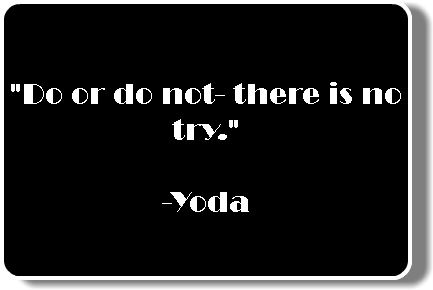  "Do or do not- there is no try." -Yoda