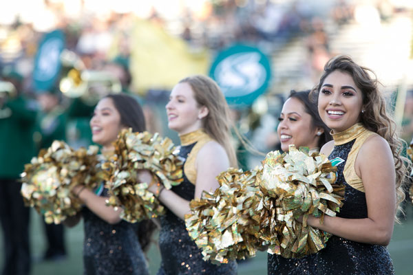 Sac State Cheerleaders at a game