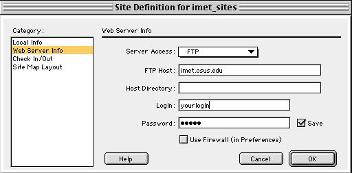 Configuring a site to FTP