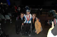 Laura McLachlin and Jennifer Piatt with Paralympic Athlete Lonnie Hanna at the closing ceremonies in Turino