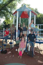 Therapeutic recreation students gather at the accessible playground at Southside Park in Sacramento 