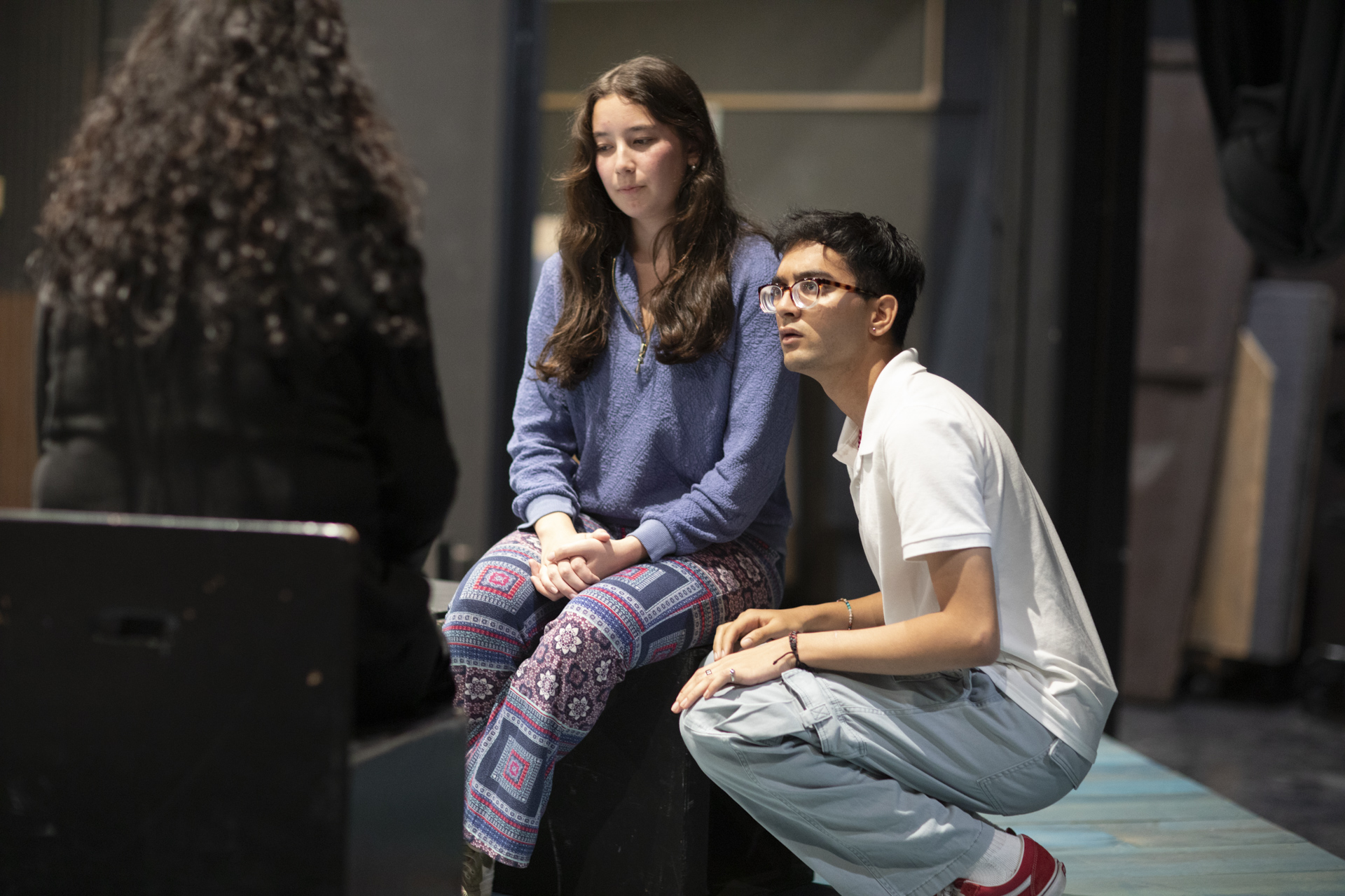 Theatre students rehearsing for an upcoming production.