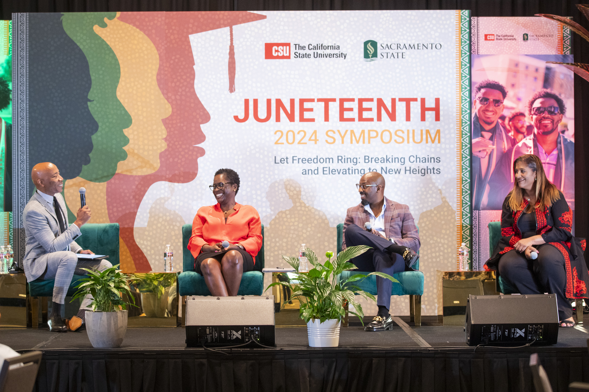 Members of the Juneteenth symposium during a panel discussion.