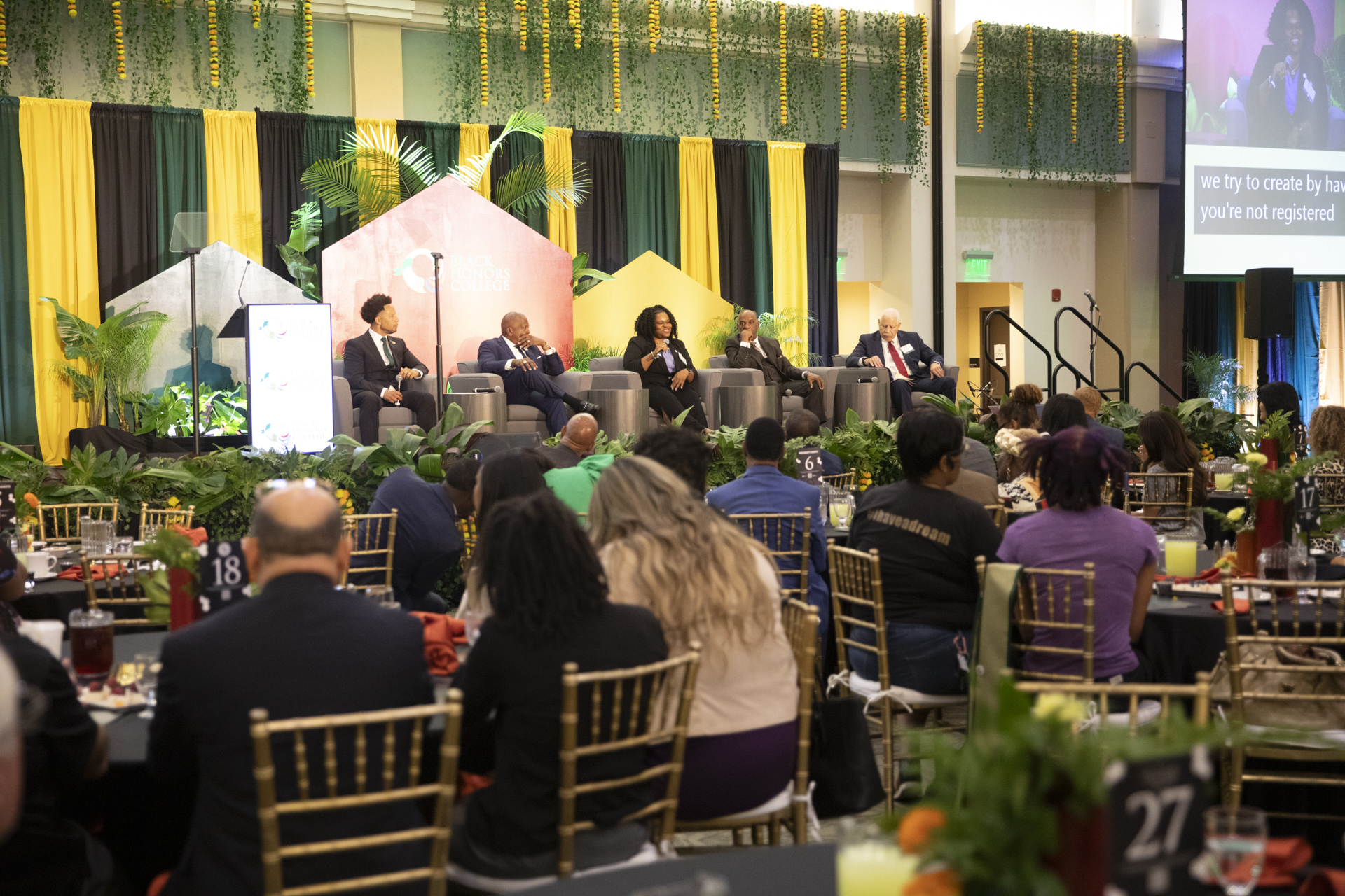 National and campus leaders discussed the Black Honors College during a panel at the Black Honors College opening ceremony.