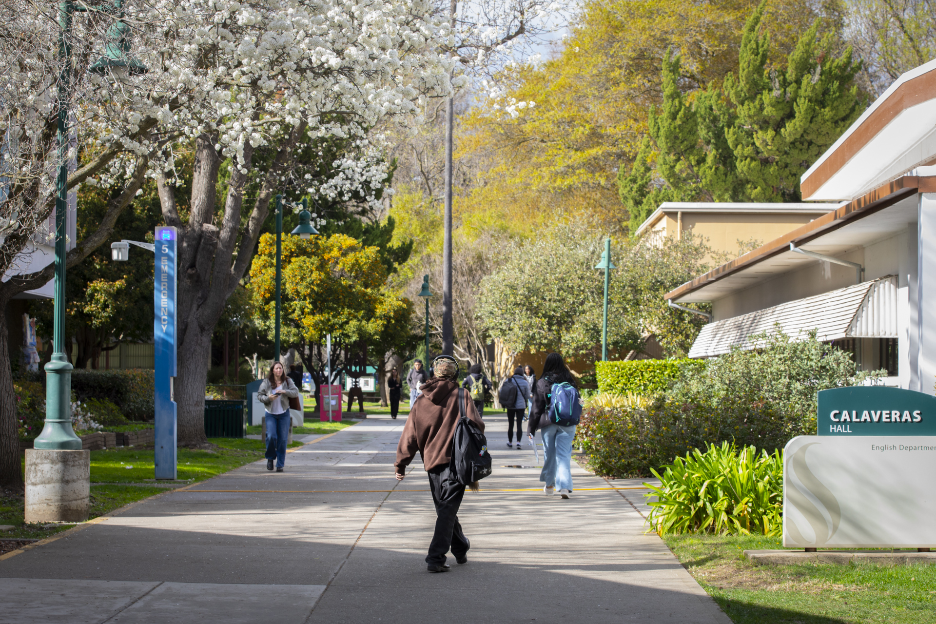 Students walk on campus.